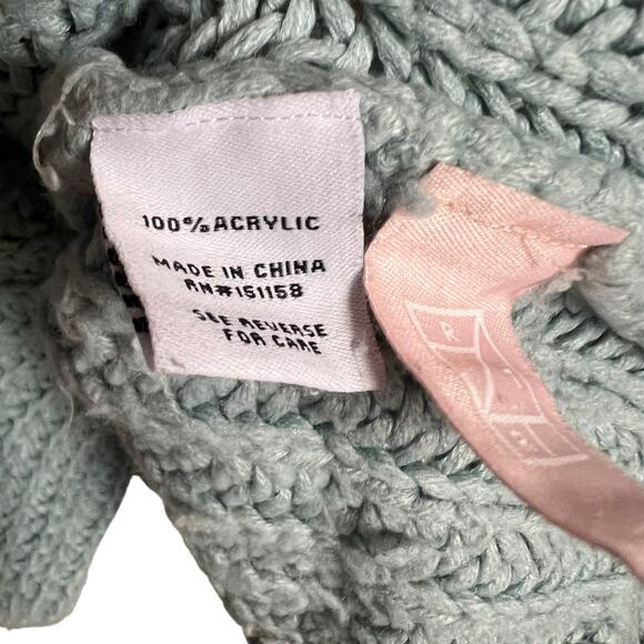 525 America Blue Wide Sleeve Chunky Knit Turtleneck Sweater Size Large - Picture 10 of 12